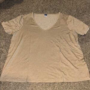 Old Navy Gold Sparkle V-Neck Tee